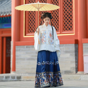 汉庭纺 狮狮如意 明制汉服女日常方领补服短袄仿妆花马面裙春秋款