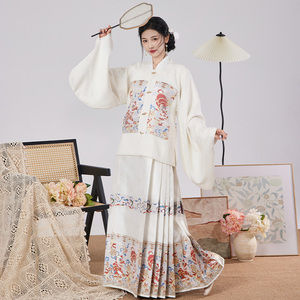 汉庭纺 狮狮如意 明制汉服女日常方领补服短袄仿妆花马面裙春秋款