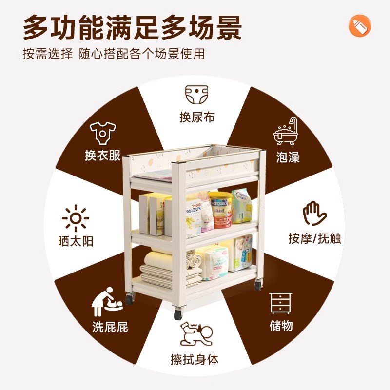 网红同款尿布台自制婴儿护理台可C移动置物架多功能收纳卧室厨房
