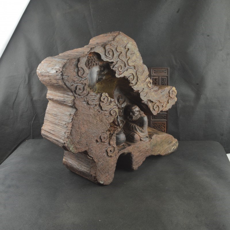 老挝大红酸c枝如来达摩木雕复古中式风化老料红木枯木手工雕刻摆