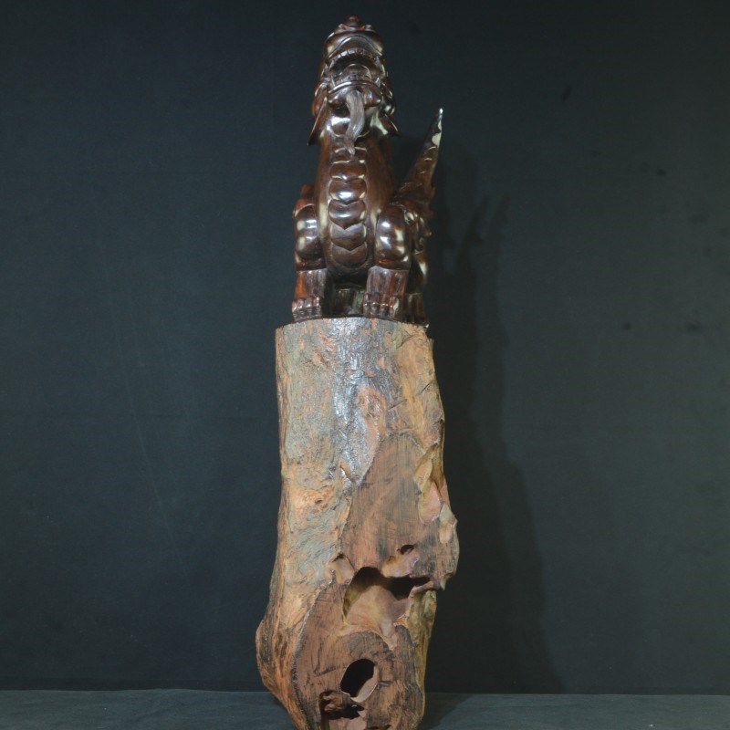 老挝大红酸枝貔j貅木雕中式风化老料玄关开业摆件红木枯木手工雕