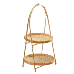 竹架子多层置物架竹编簸箕火w锅店盛菜架农村家用养蚕架子晾晒神