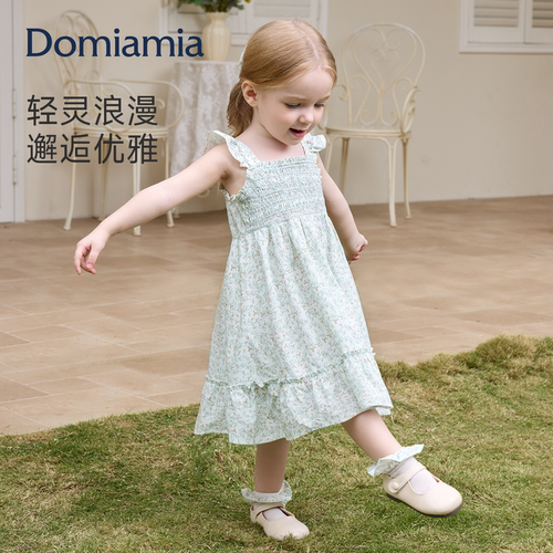 Domiamia女童连衣裙小童2026新款公主裙女宝宝透气法式吊带小裙子