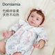 Domiamia婴儿包屁衣七分袖 早春纱布新生儿连体衣满月女宝宝衣服