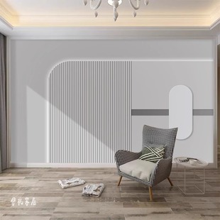 轻奢竖条纹客厅大气墙布3d立体仿格栅电视背景墙壁纸卧室现代简约