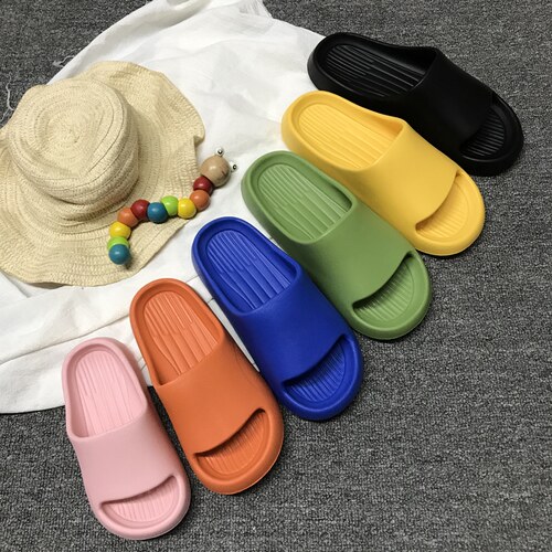 巧贝淘纯色简约亲子儿童凉拖鞋