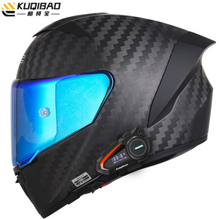 美国酷骑宝碳纤维摩托车超轻头盔男女双镜片冬季赛车全盔覆式机车
