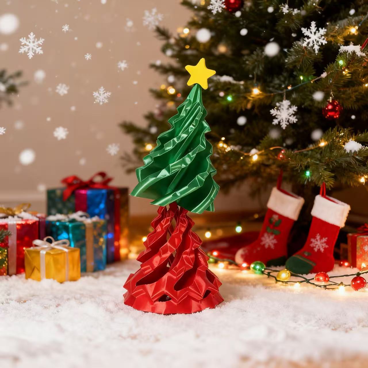 3d打印圣诞树螺旋玩具创意模型爆款解压玩具推推乐圣诞节旋旋乐