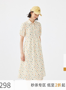 xdt飞鸟和新酒波点短袖连衣裙女2024夏季新款小个子休闲宽松女裙