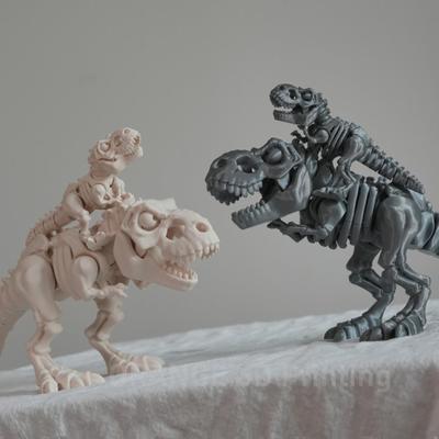 侏罗纪高级恐龙玩具偶创意3D打印霸王龙模型骸骨多关节可活动儿童