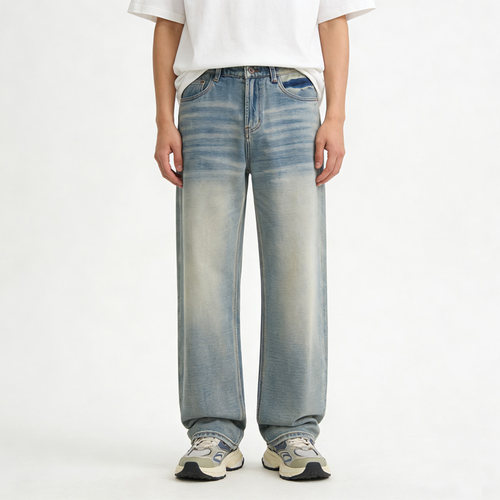 城市李男士夏季八分直筒牛仔裤