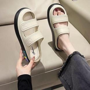 配裙子 甜酷风平底懒人外穿一脚蹬包头凉拖鞋 2025超火半拖鞋 女夏季