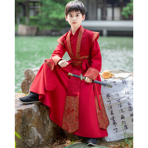 男童汉服2024新款春夏儿童男款古风帅气国学服唐装男孩古装中国风