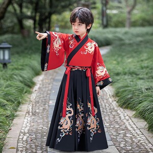 2024新春夏汉服男童高端儿童国学少爷古装帅气演出唐装超仙中国风