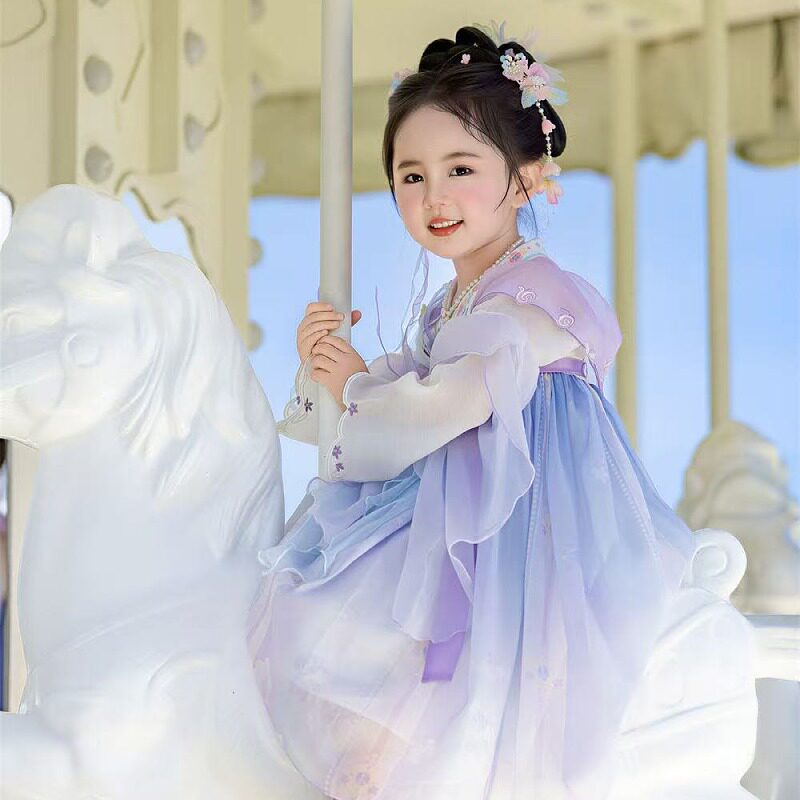2026春秋女童汉服紫色公主襦裙