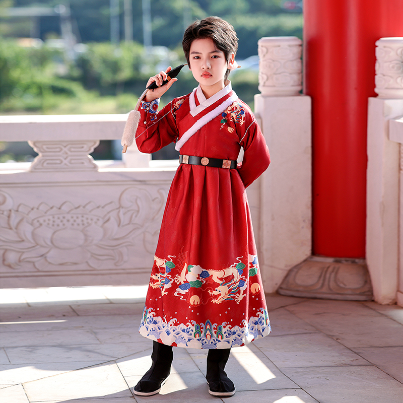男童汉服加绒长袍锦衣卫飞鱼服