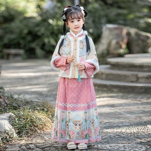 女童汉服拜年服冬款加厚中国风儿童古装唐装新年过年服马面裙冬季