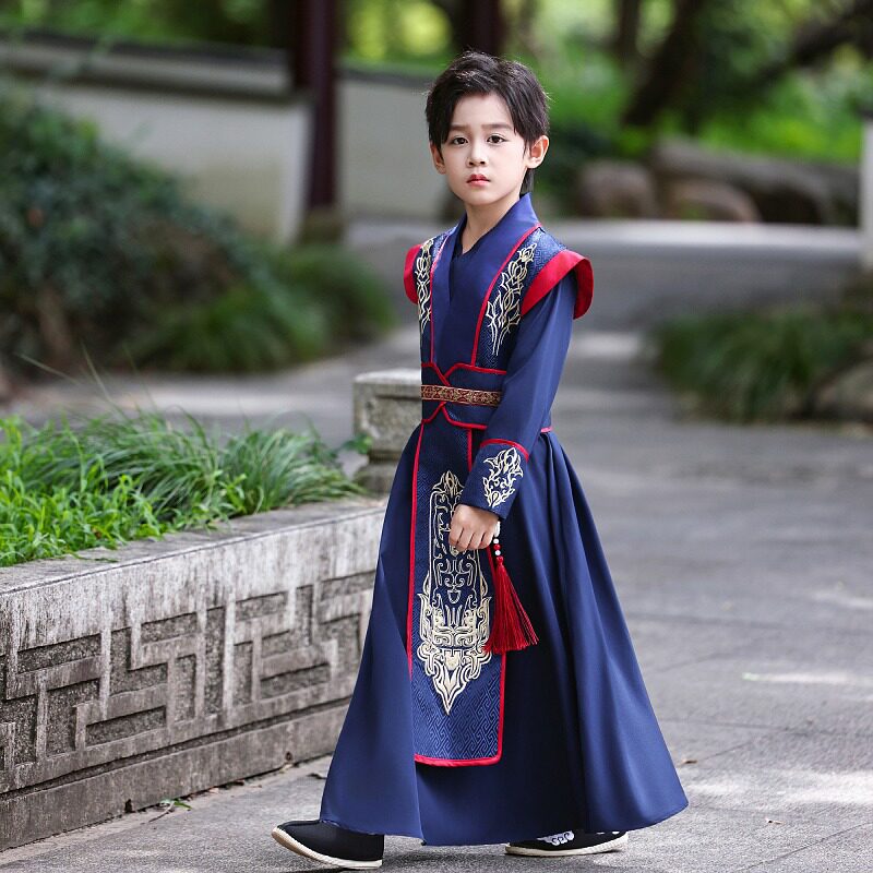 春秋薄款男童汉服古装演出服唐装