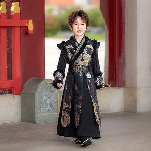 汉服男童冬款高端演出古装冬季加厚明制小男孩侠客唐装古风儿童男