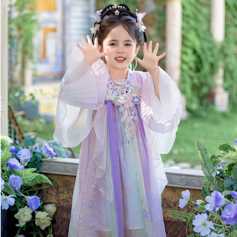 2026春秋女童汉服紫色刺绣襦裙