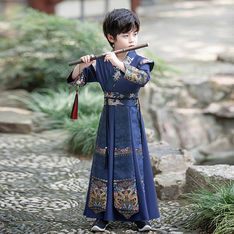 花语录长款夏季男童汉服侠客