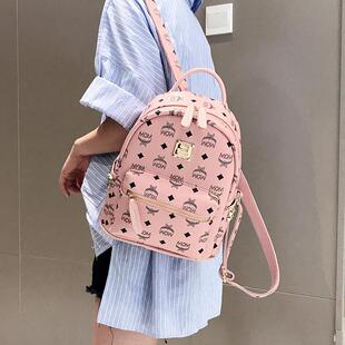时尚铆钉双肩包女202新款韩版百搭印花小背包女士休闲潮流旅行包
