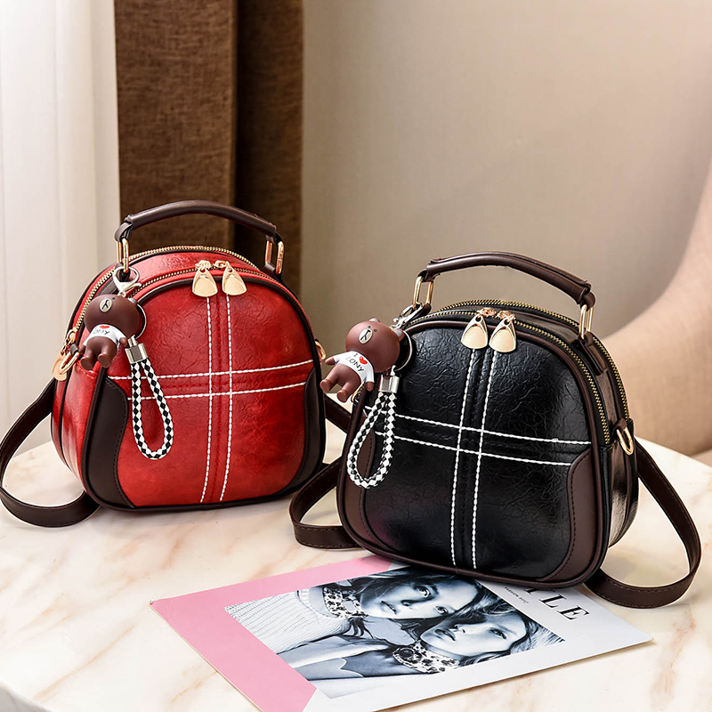 女包2023新款复古拼接手提包斜挎小包包单肩双肩两用小背包