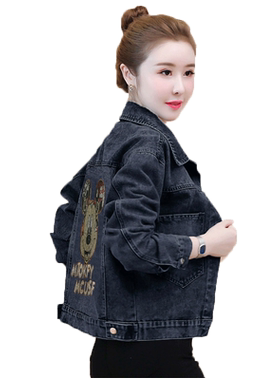 黑色时尚百搭风夹克衫牛仔外套