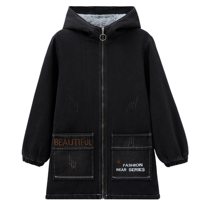 加绒加厚宽松款工装风牛仔外套