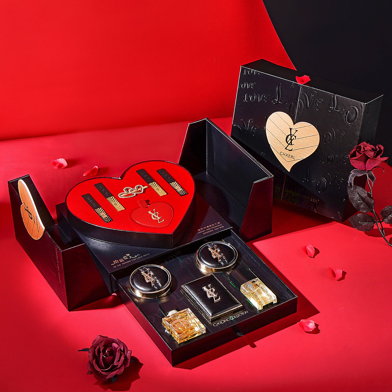 香茜儿奢金浪漫香水礼盒情人节送女友高档香水口红眼影彩妆套装