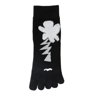 2素色五指袜黑色白色韩版袜子中筒袜棉袜可爱日系5指头棉袜秋季中