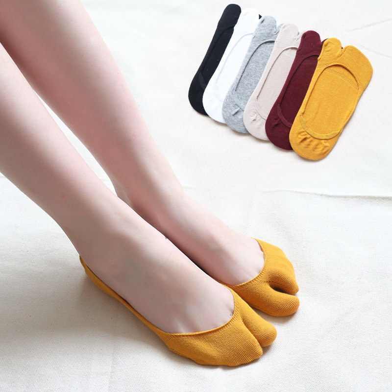 二趾袜夏人字拖隐形低帮浅口防滑分指分趾两指二指袜日系猪蹄cos