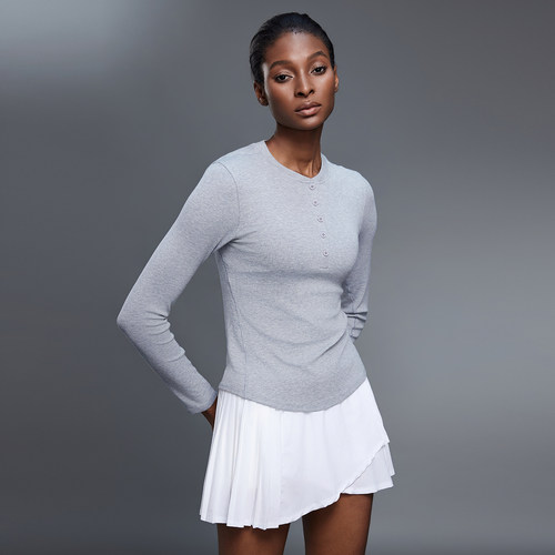 亨利衫莫代尔亲肤运动长袖T恤女