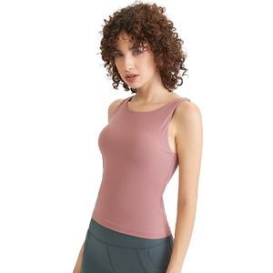 KUD中高端秋冬季V领瑜伽背心带胸垫U型美背亲裸感瑜伽服女上衣