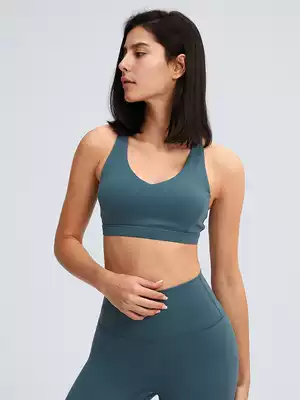 lulu original spring and summer new sexy V-collar sports bra gathering breathable back solid color sports underwear women