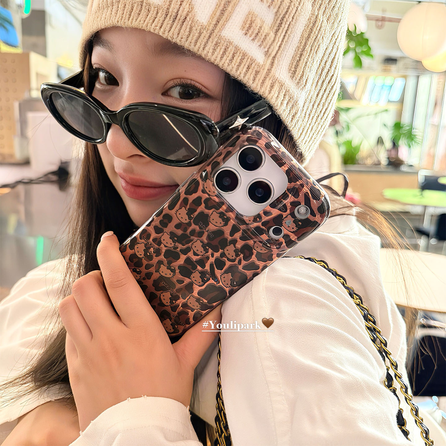 时髦美拉德豹纹猫咪苹果手机壳女