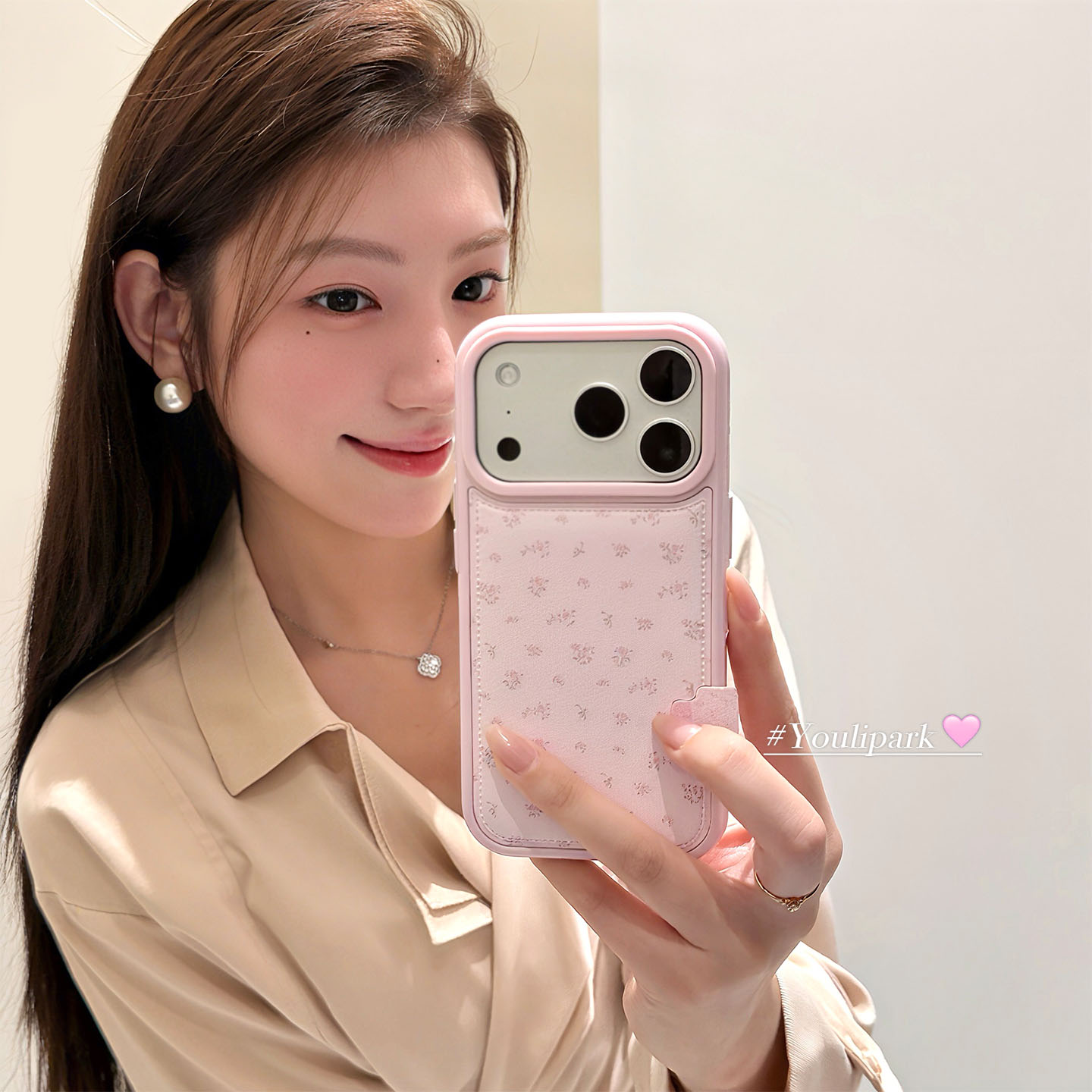 温柔薄雾粉满屏小碎花苹果手机壳