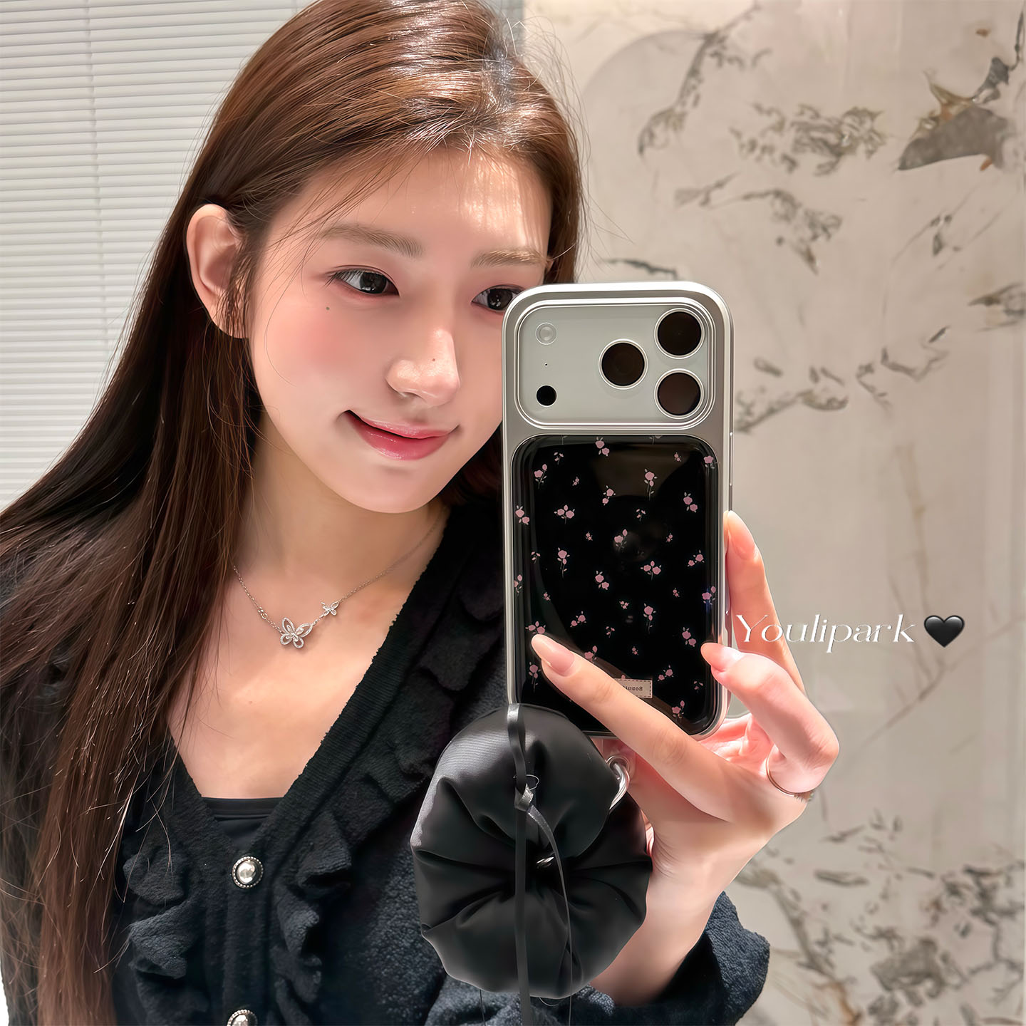 高级感电镀满屏碎花苹果手机壳女