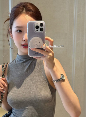 由里公园ins韩系软糯灰紫色可爱大象支架15适用17pro苹果17ProMax手机壳iPhone16全包17新款14Promax保护套女