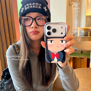 由里公园ins日系呆萌可爱Q版 16Promax保护套13女 黑沼爽子适用17pro苹果17ProMax手机壳iPhone16pro全包14新款