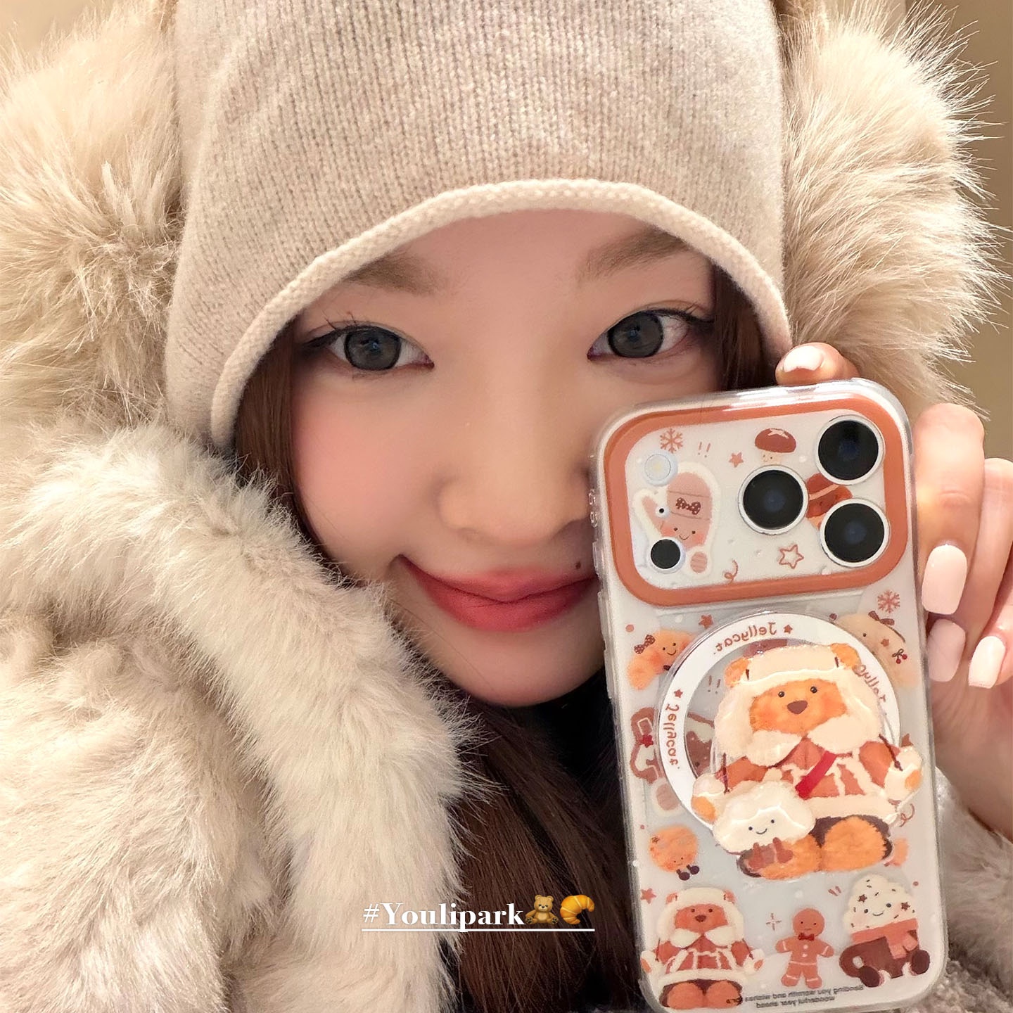 栗子兔兔小熊磁吸支架苹果手机壳