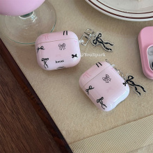 由里公园ins韩系小众简约少女黑色蝴蝶结挂件适用于苹果Airpods4代无线蓝牙耳机保护套3Pro软AirpodsPro新3代