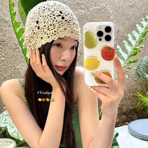 夏日清新水果英文插画苹果手机壳