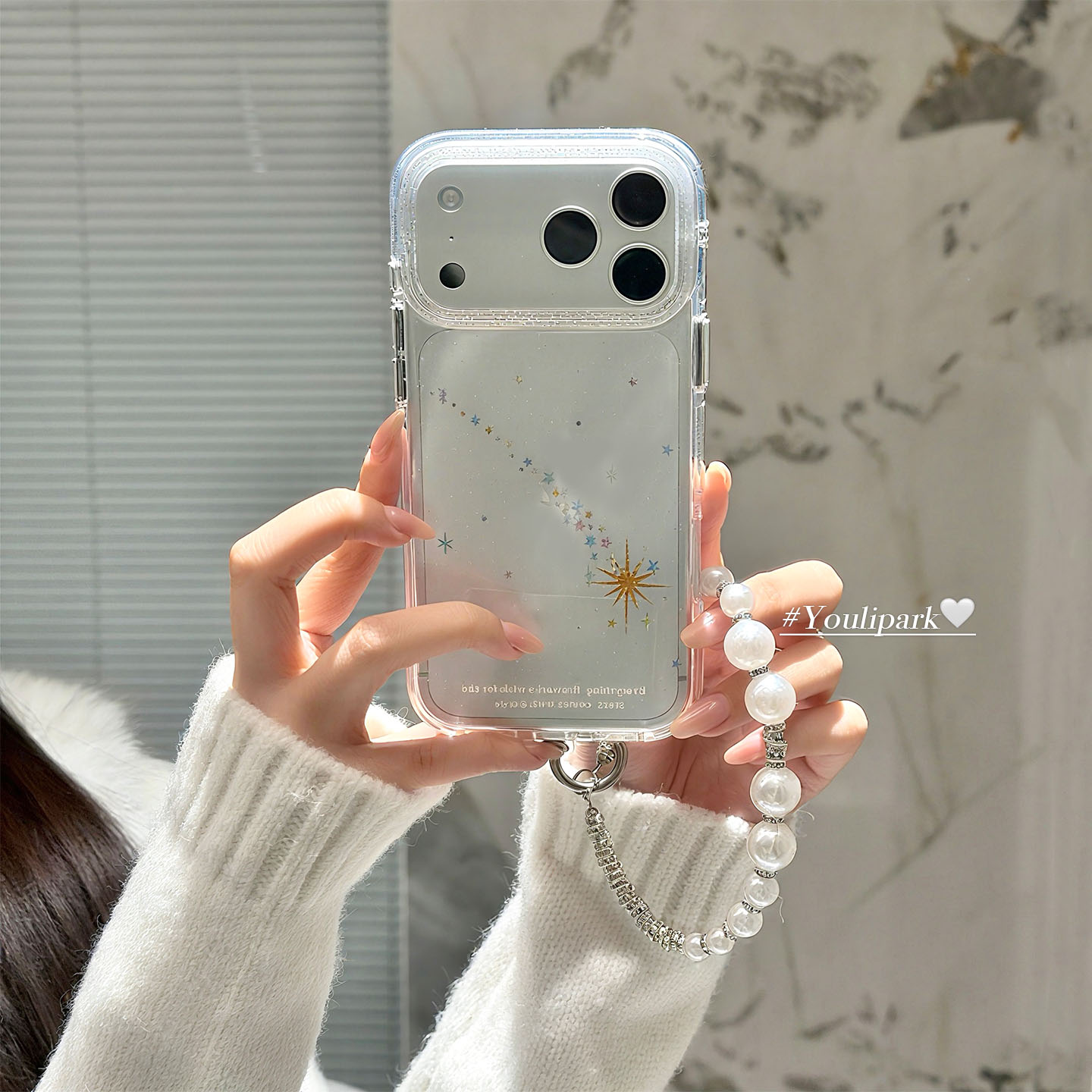 治愈闪粉鎏金流星雨苹果手机壳女