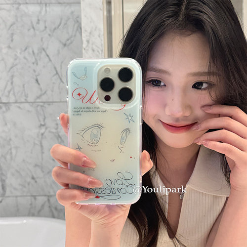 苹果手机壳小众温柔浪漫蓝色少女