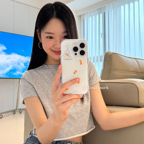 夏日简约少女好运金鱼苹果手机壳