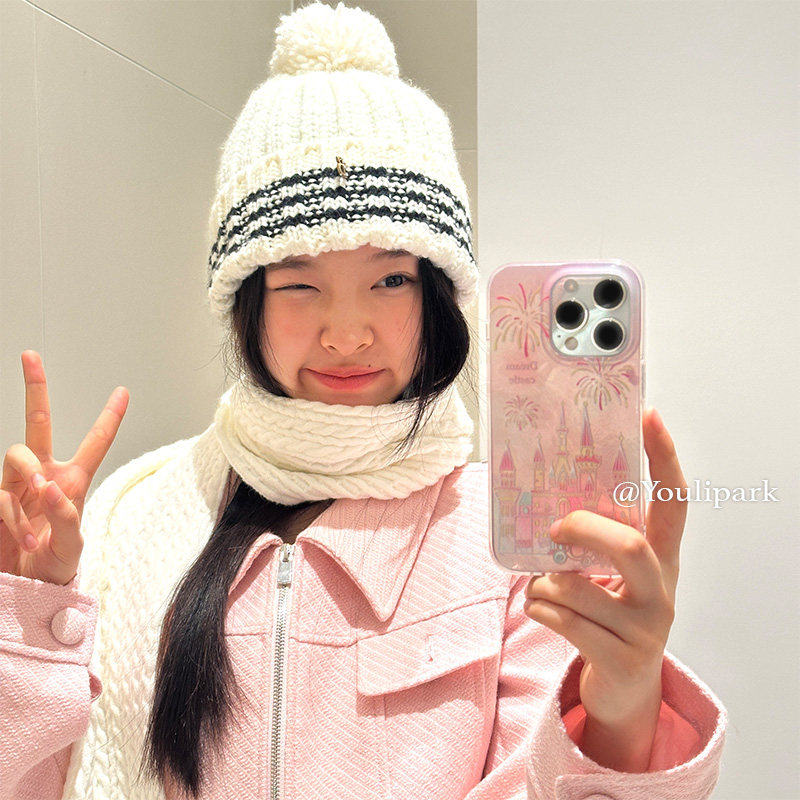 由里公园ins甜美少女粉色梦幻烟花城堡15适用16pro苹果16ProMax手机壳iPhone16全包12新款14Promax保护套13软