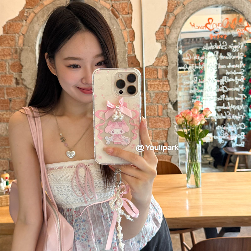 蝴蝶结丝带挂件支架苹果手机壳女