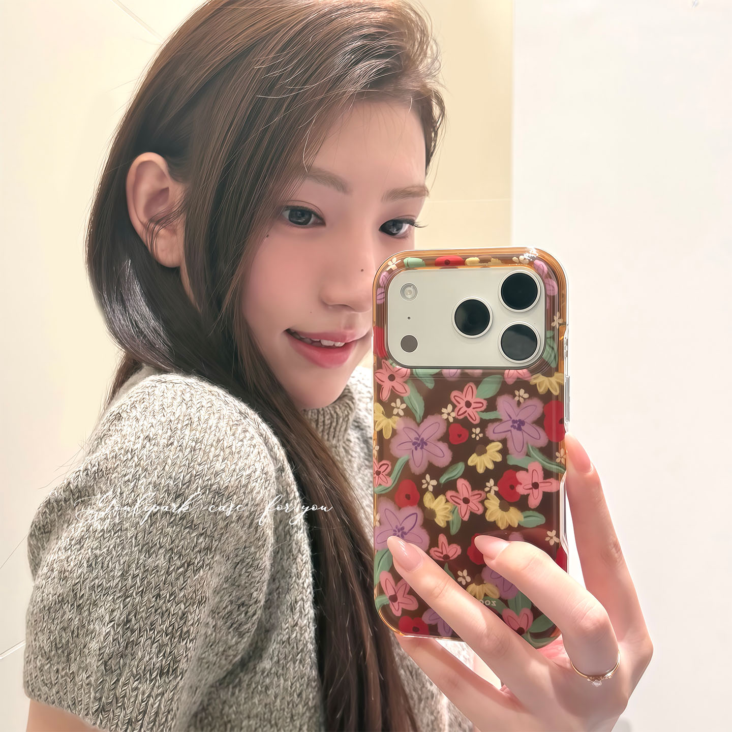 秋冬美拉德油画花朵苹果手机壳女