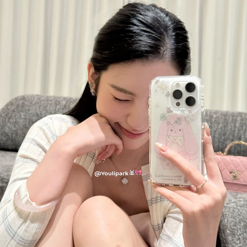 软萌可爱粉色垂耳兔苹果手机壳女